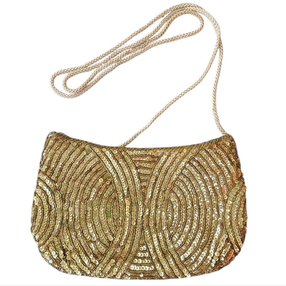 Valerie Stevens Beaded Evening Gold Purse